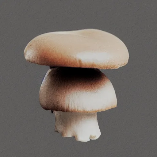 Image similar to macro photo with a mushroom character with cute eyes, drawn in detail