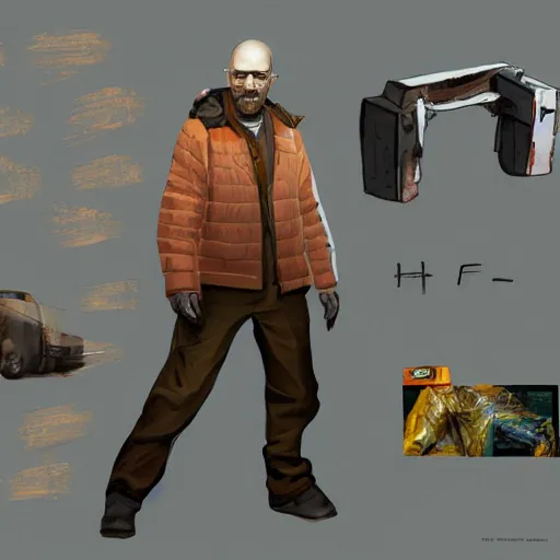 Prompt: Walter White in Half-Life 2, video game concept art
