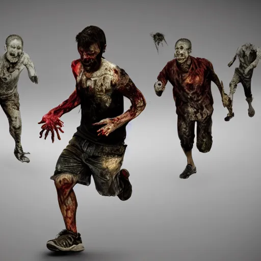 Prompt: man holding a Bible while running. Zombie chase him in the background. Highly detailed, trending on cgsociety