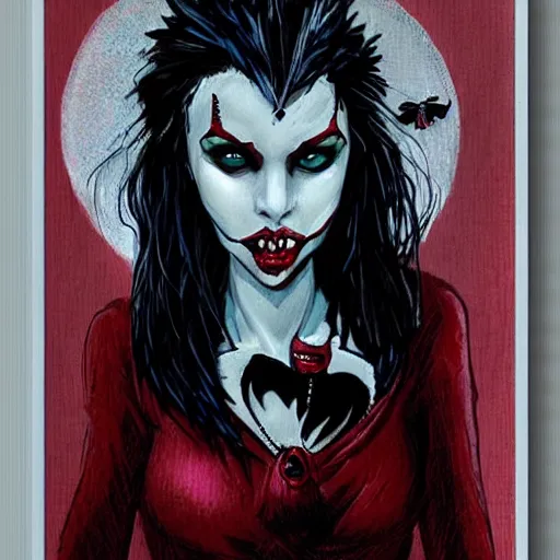 Image similar to vampire woman portrait made out of paint, beautiful, cyborg, tim burton comic book art