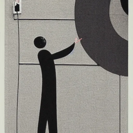 Image similar to A kinetic sculpture. A rip in spacetime. Did this device in his hand open a portal to another dimension or reality?! CCTV by Will Barnet spirited, ordered