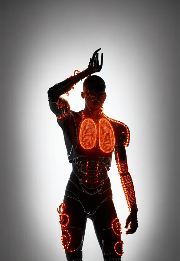 Prompt: ultra realist intricate detailed painting of a single attractive ( ( cyborg ) ) male, neon scales, model pose, art by vitaly bulgarov and nivanh chanthara, hyperrealistic, soft lighting, octane render