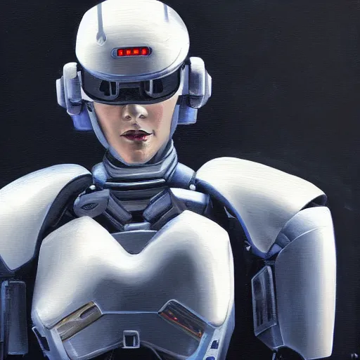 Prompt: ghost in the shell, robocop, impasto, oil painting, detail,