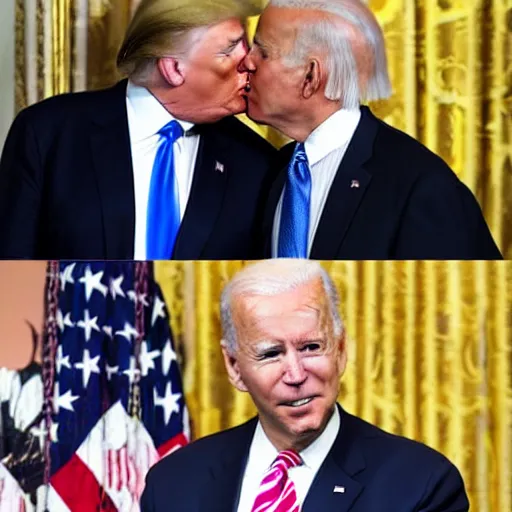 Image similar to donald trump and joe biden kissing