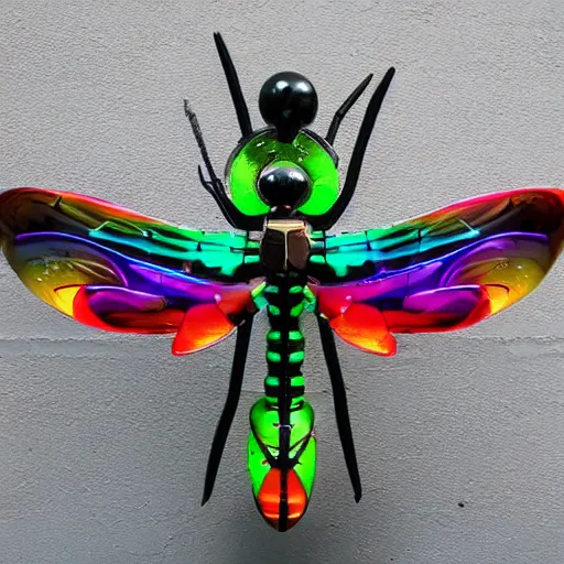 Prompt: An dragonfly made of music instruments and DJ equipaments , mixer ,MPC amazing colors , epic