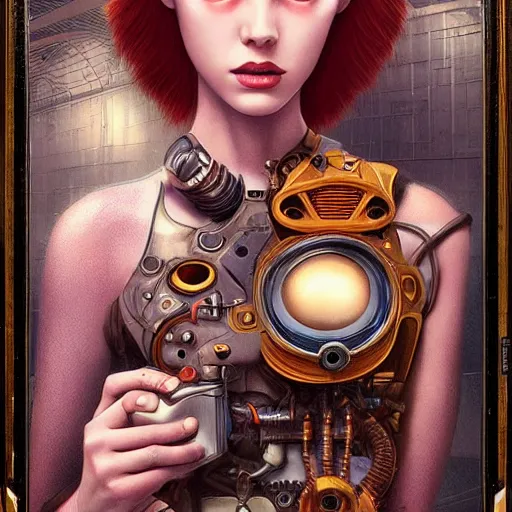 Prompt: Lofi pale redhead BioPunk Steampunk portrait, Pixar style, by Tristan Eaton Stanley Artgerm and Tom Bagshaw.