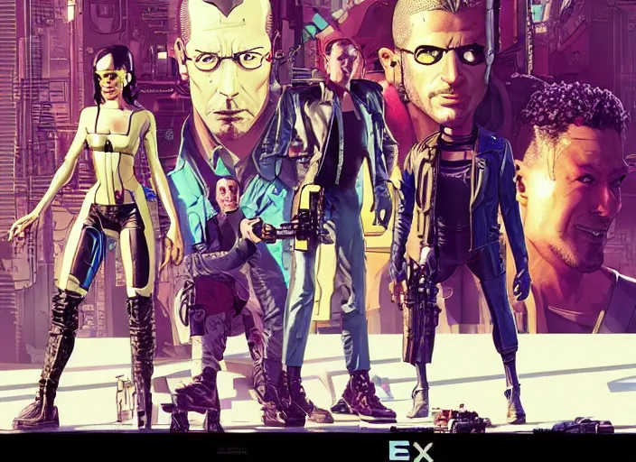 Prompt: cyberpunk heist crew. portrait by stonehouse and mœbius and will eisner and gil elvgren and pixar. character design. realistic proportions. dystopian. cyberpunk 2 0 7 7, apex, blade runner 2 0 4 9 concept art. cel shading. attractive face. thick lines. hi def 4 k. the team.