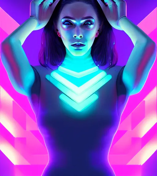 Prompt: symmetry!! latin princess of technology, solid cube of light, hard edges, product render retro - futuristic poster scifi, lasers and neon circuits, beautiful woman latin princess, intricate, elegant, highly detailed, digital painting, artstation, concept art, smooth, sharp focus, illustration, dreamlike, art by artgerm