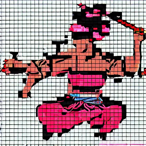Image similar to Beautiful samurai pixel art by UltraIndigoNFT and Junji Ito , post-processing , kendo stance
