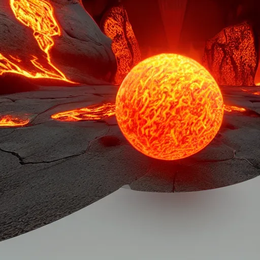 Image similar to a sphere of molten core, melting sphere, glowing magma sphere, lava sphere, state of the art 3 d graphics, centered, in center, unreal engine, highly detailed, epic