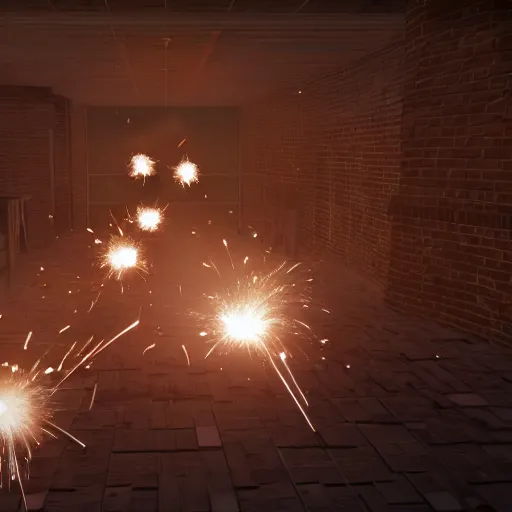 Image similar to photo of the sparkler factory, photorealistic, unreal engine 5, cinematic lighting