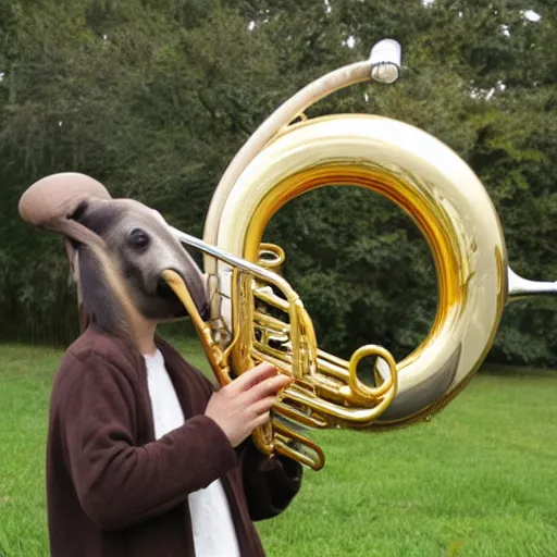 Prompt: anteater playing a tuba