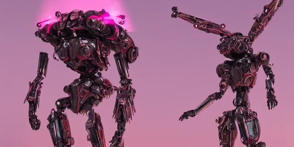 Image similar to a metal insect - like of female mecha like beetles is in pink and red collection by merriam, daniel, intricate mechanical details, futuristic, 2 k aesthetic, dramatic lighting, 4 k, 3 d octane render, provenance, detailed, trending on artstation