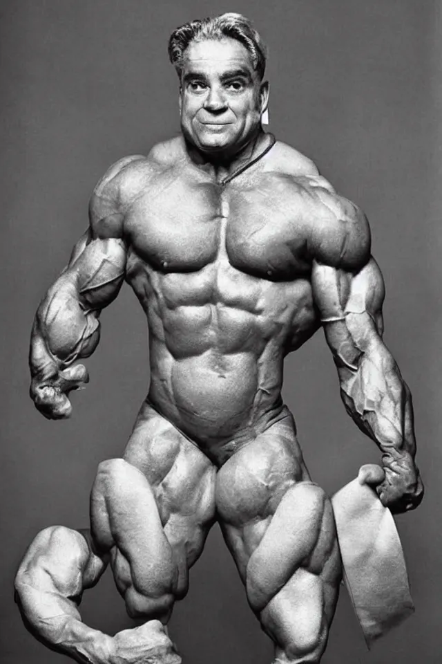 Image similar to RonaldMcDonald as a bodybuilder, photo by Anne Liebovitz