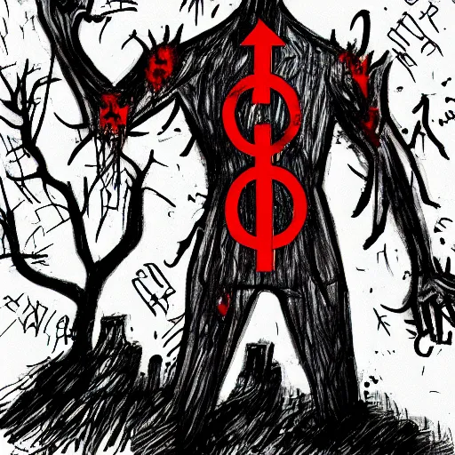 Prompt: nazi zombie scribble blood moon human