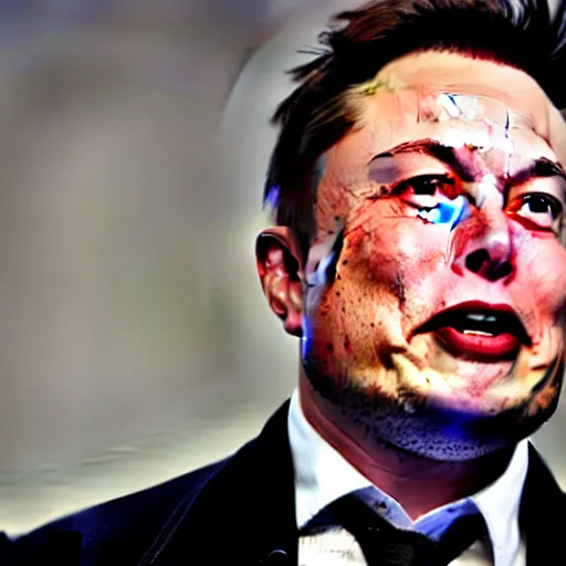 Image similar to a photo of an angry elon musk