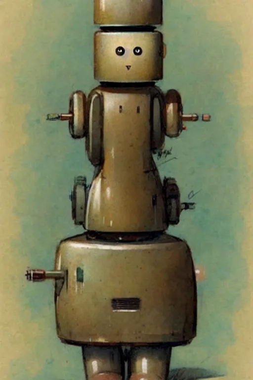 Image similar to (((((1950s flat robot art . muted colors.))))) by Jean-Baptiste Monge !!!!!!!!!!!!!!!!!!!!!!!!!!!