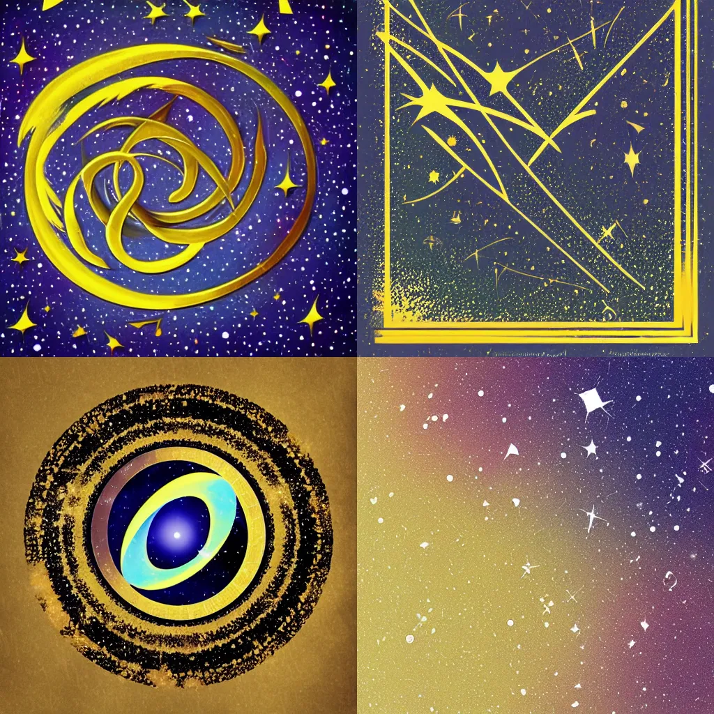 Prompt: Galaxy in the style of Arabic calligraphy and Bauhaus