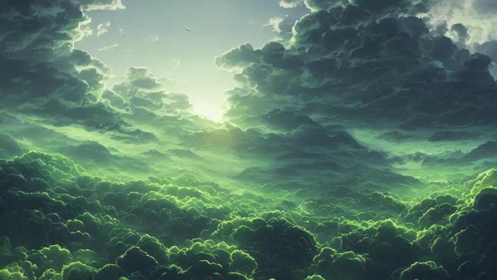 Prompt: green exploding shadow in the sky above a flat maze, waves of energy, by sylvain sarrailh, rossdraws, ambient light, ultra detailed, fantasy artwork, 8 k, volumetric lighting, trending on artstation, award winning, very beautiful.