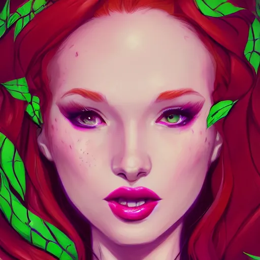 Image similar to portrait of Madelaine Petsch as Poison Ivy, art by lois van baarle and loish and ross tran and rossdraws and sam yang and samdoesarts and artgerm, middle shot, digital art, highly detailed, intricate, sharp focus, Trending on Artstation HQ, deviantart, unreal engine 5, 4K UHD image