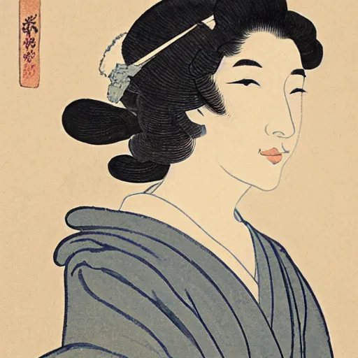 Image similar to Kaitlyn Michelle Siragusa, better known as Amouranth, full body portrait, by Katsushika Hokusai, by Haruyo Morita, by Ohara Koson