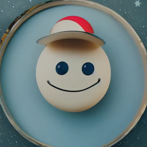 Prompt: toy character moon with smiling face