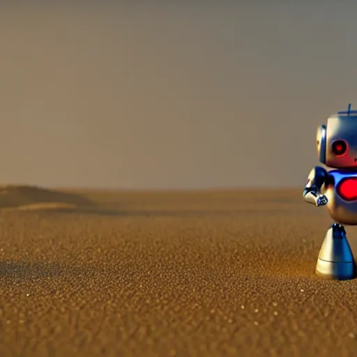 Prompt: a cute little robot is made of sand. super realistic 8 k render of a elegant, cinematic composition