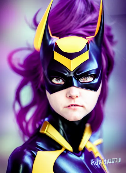 Image similar to shoulders portrait Anime batgirl cosplay girl cute-fine-face, pretty face, realistic shaded Perfect face, fine details. Anime. realistic shaded lighting by katsuhiro otomo ghost-in-the-shell, magali villeneuve, artgerm, rutkowski Jeremy Lipkin and Giuseppe Dangelico Pino and Michael Garmash and Rob Rey