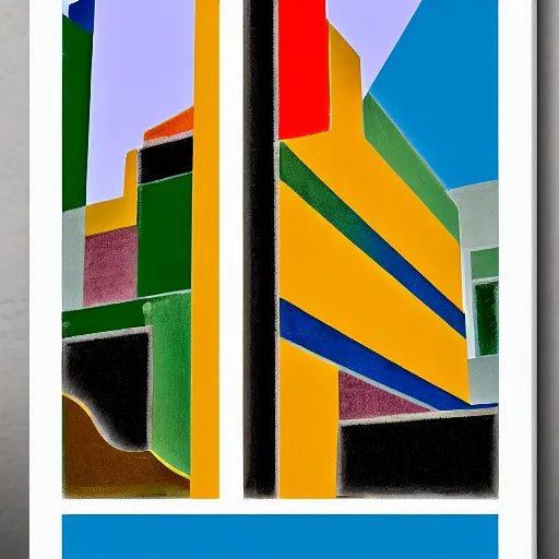 Prompt: colorful pairing of tel aviv bauhaus architecture in the style of henri matisse, portrait