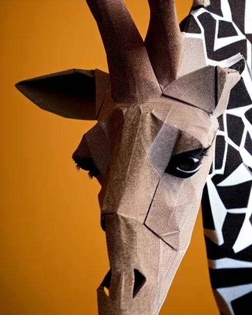Prompt: an origami giraffe by akira yoshizawa, realistic, very detailed, complex, intricate, studio lighting, bokeh, sigma 5 0 mm f 1. 4