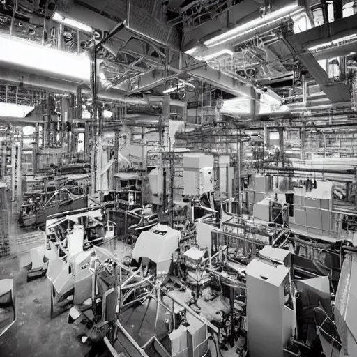 Image similar to an industrial age stem engine factory, fully operational in modern days photography style