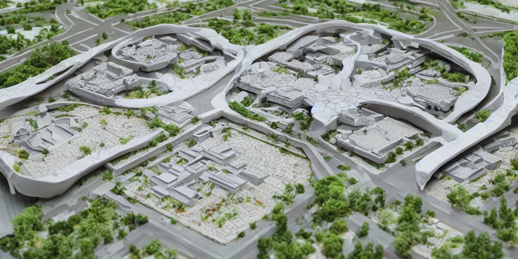 Prompt: architectural model of a chinese xinjiang re-education centre