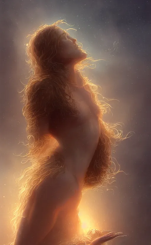 Image similar to the birth of life, sharp focus, intricate, elegant, digital painting, artstation, matte, highly detailed, concept art, illustration, volumetric lighting, bokeh light, art by greg olsen and liz lemon swindle