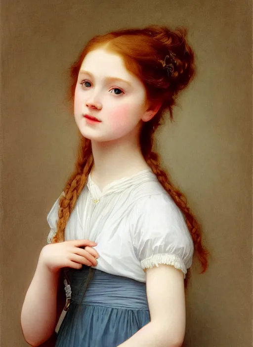 Image similar to Sadie Elizabeth Sink In the style of william adolphe bouguereau