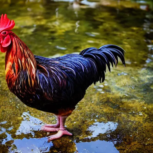 Image similar to chicken rooster standing in a pond photo bokeh depth field