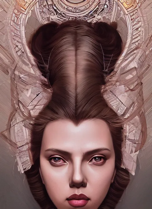 Prompt: symmetry!! scarlett johansson, geisha, machine parts embedded into face, intricate, elegant, highly detailed, digital painting, artstation, concept art, smooth, sharp focus, illustration, art by artgerm and greg rutkowski and alphonse mucha, 8 k