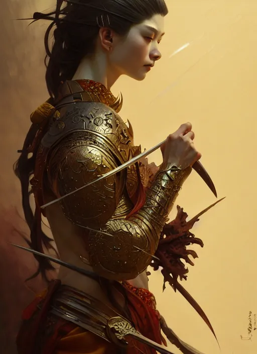 Image similar to organic samurai, diffuse lighting, fantasy, intricate, elegant, highly detailed, lifelike, photorealistic, digital painting, artstation, illustration, concept art, smooth, sharp focus, art by John Collier and Albert Aublet and Krenz Cushart and Artem Demura and Alphonse Mucha