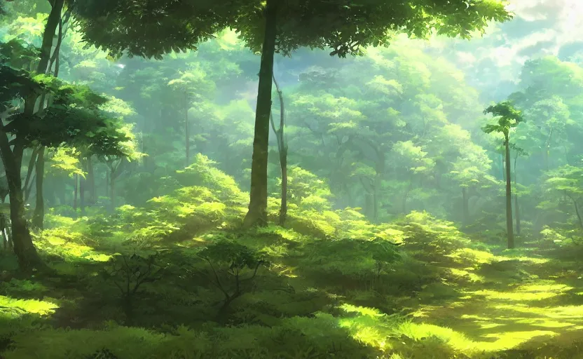 Image similar to amazon forest, anime scenery by Makoto Shinkai, digital art, 4k
