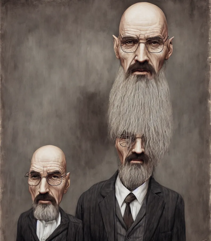 Image similar to portrait of Saruman as Walter White in Breaking Bad, lowbrow painting by Mark Ryden