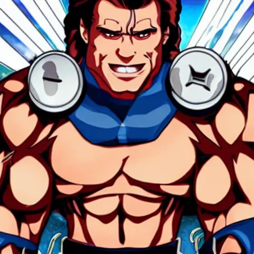 Prompt: schwarzenegger as a gacha anime character