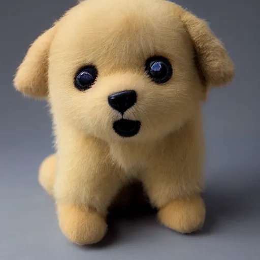 Prompt: a beautiful blonde Tibetan Spaniel but as a plush toy, studio photo