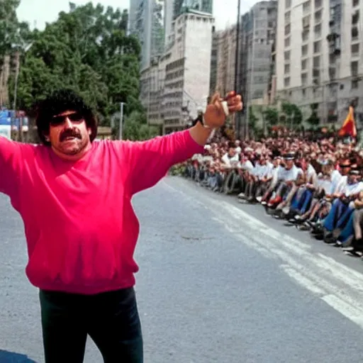 Image similar to maradona at a demonstration against hard drugs and hiv