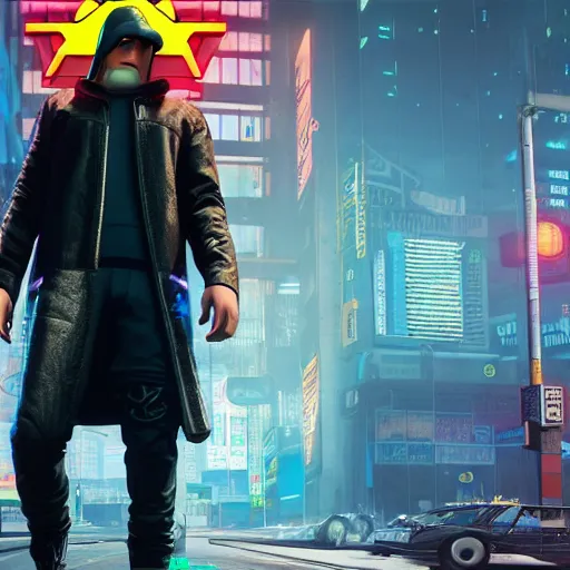 Image similar to cybernetic Amish man. Cyberpunk 2077. CP2077. 3840 x 2160