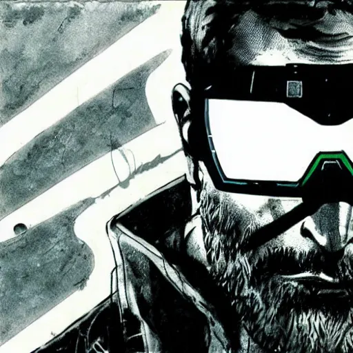 Prompt: sam fisher from splinter cell by yoji shinkawa, concept art, night vision goggles