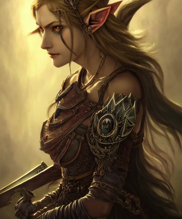 Image similar to dark fantasy, link legend of Zelda twilight Princess portrait, dark surrealist , fantasy, intricate, elegant, highly detailed, digital painting, artstation, concept art, smooth, sharp focus, illustration, art by artgerm and greg rutkowski and alphonse mucha