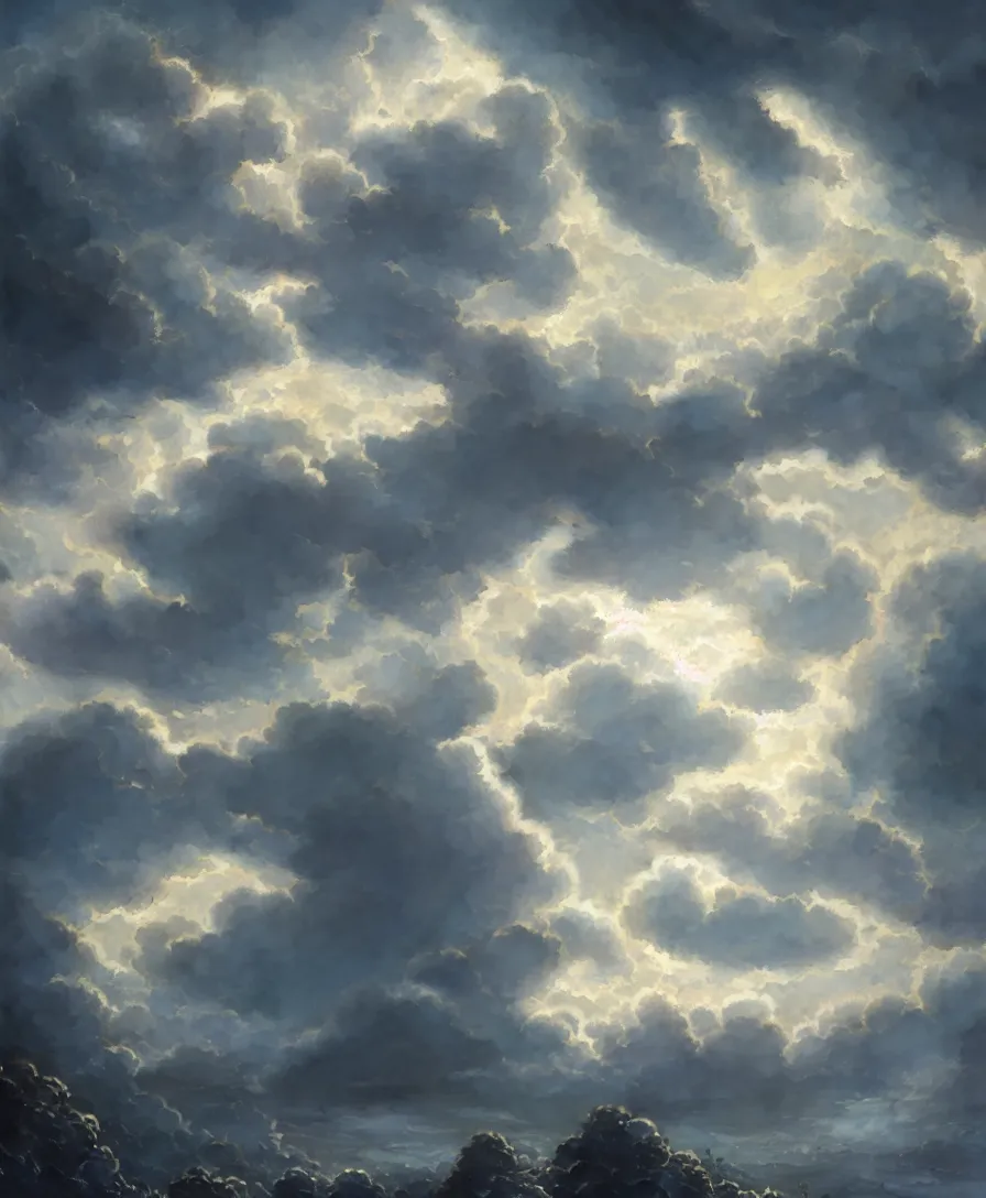 Image similar to hyper realistic clouds, illustrated by greg rutkowski, beautiful volumetric lighting, intricate, ultra detailed, photorealistic, trending on artstation, octane render, 8 k