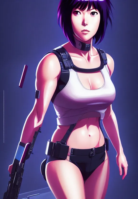 Image similar to a fullbody portrait of motoko kusanagi the major ghost in the shell : : stand alone complex, under repairs, maintenance : : by ilya kuvshinov, rossdraws, artgerm, sola digital arts, anti aliasing, raytracing : :