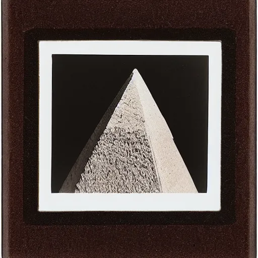 Image similar to a pyramid made from round smooth rocks put one on another, polaroid photo, instax, white frame, by Warhol,