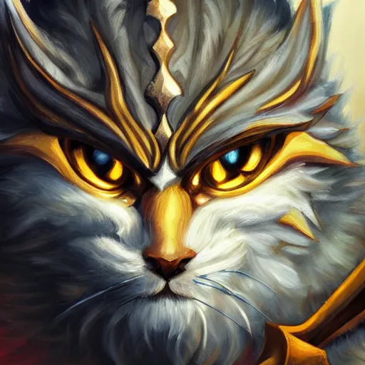 Image similar to a painting of rengar from league of legends