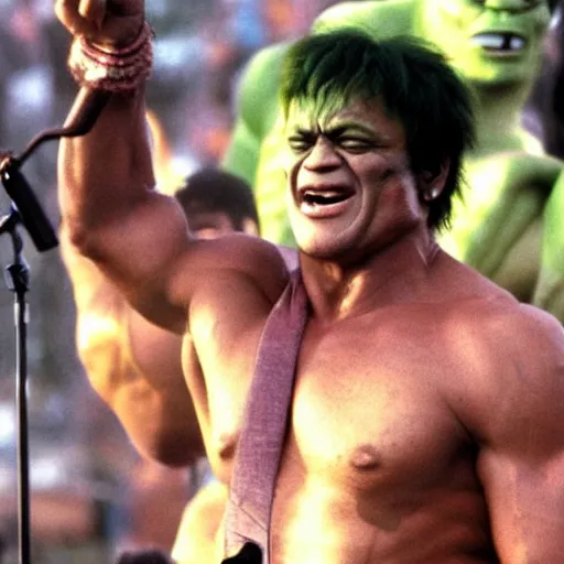 Image similar to hulk performing at woodstock